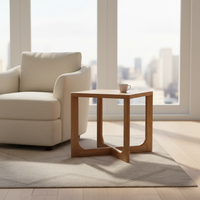 Table basse en bois Heywood, table d'angle en chêne français pour salon, table d'appoint de canapé style confortable, table de loisirs et table à thé