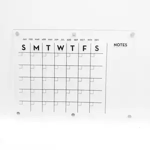 JAYI定制磁性每月亚克力干擦日历个性化规划师Lucite冰箱日历带笔记