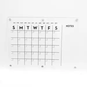 Magnetic Acrylic Calendar for Fridge 17x12 Clear Dry Erase Calendar Board  for Refrigerator Includes 4 Dry Erase Markers and Eraser