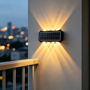 Lampe solaire murale blanche chaude à éclairage haut et bas, étanche IP65, 3+3 LED, pour clôture, extérieur, jardin - Product Image 6