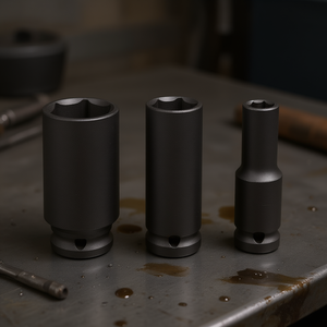 Jeu de clés à douilles à chocs Fervi, 3 pièces, métriques, à encoches profondes - Product Image 3