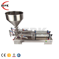 Mesin Pengisi Cairan Otomatis Setengah Otomatis HZPK G2WGD Horizontal Kustomisasi Dua Kepala untuk Selai, Kecap, Krim, Madu, dan Pasta