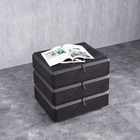 Meuble de chevet au design italien minimaliste, table de nuit noire fumée avec 3 tiroirs pour chambre de villa