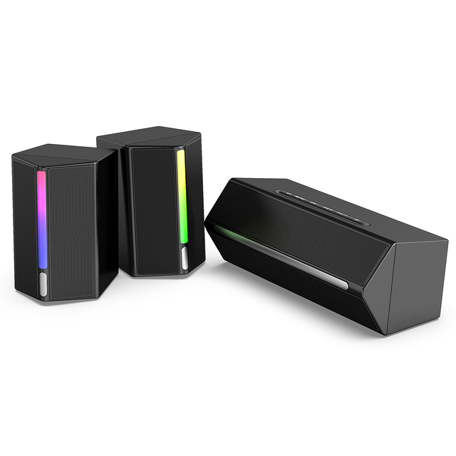 Fifine A22 USB 2.1 Gaming Speakers Wire RGB Lighting Computer Soundbar Deep Bass Portable BT Audio Gaming Speaker for PC Gamer