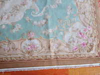 Custom 5x8 Light Cyan Turquoise Handmade French Chinese Wool Aubusson Carpet Area Rug Hand Made in China