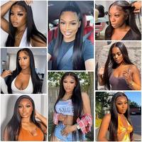 Perruque Lace Front HD en Cheveux Humains Longs, Sans Colle, en Cheveux Vierges Remy Vietnamiens Alignés, pour Femmes Noires