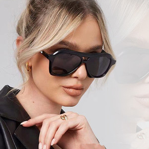 Lunettes de soleil vintage 2026 à double pont avec logo personnalisé, motif léopard, protection UV400, monture carrée plate pour hommes et femmes - Product Image 3