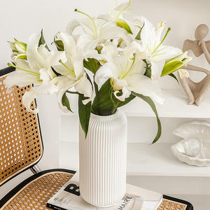 Vase en céramique blanc moderne et élégant, arrangement de fleurs séchées décoratif, vase à fleurs en porcelaine simple pour la décoration de salon - Product Image 3