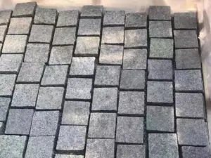 Pierre de pavage moderne et durable en <span class=keywords><strong>granit</strong></span> noir foncé SH STONE, motif brique, surface flammée, bords fendus, pour allée, naturelle - Product Image 3