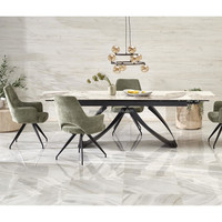 2025 nouveaux meubles de salon de Style moderne ensemble de Table à manger en céramique extensible avec utilisation de jambe en métal de matériel pour la salle de Restaurant