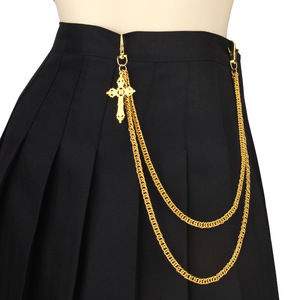Cross Pants <b>Chain</b> Imitation Gold Color Zinc Alloy Hip Hop Punk Waist <b>Chain</b> Double Ring Daily Wear Fashion Body <b>Chain</b> - Product Image 1
