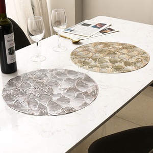 IN STOCK PVC Ginkgo Round Shape Wipeable Waterproof Eco-Friendly <strong>Placemat</strong> Table Mat <strong>for</strong> <strong>Christmas</strong> Dining Table Decor - Product Image 4