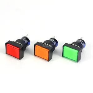 Square Plastic Push Button 16MM Momentary Push Button Switch Illuminated Rectangular Push Button Switch