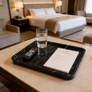 Plateau de rangement et décoratif de luxe en marbre noir naturel, style Art déco, pour la <span class=keywords><strong>maison</strong></span> - Product Image 4