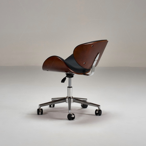 Modern Ergonomic Study Chair with Walnut Veneer & Soft Height <b>Adjustable</b> 360° Swivel <b>Desk</b> Chair - Product Image 3