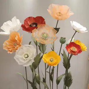 A-GF007 oggetti di scena di nozze fiori artificiali giganti fiore di papavero gigante di grandi dimensioni schiuma gigante fiore di carta per la decorazione del negozio