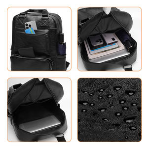 Zaini Impermeabili da <span class=keywords><strong>Uomo</strong></span> di Grande Capacità <span class=keywords><strong>Zaino</strong></span> Porta PC in <span class=keywords><strong>Pelle</strong></span> Borsa Casual da Lavoro con Cerniera <span class=keywords><strong>Zaino</strong></span> per la Scuola - Product Image 2