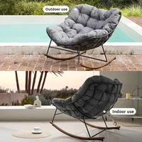 Fauteuil à bascule surdimensionné en peluche rembourré avec structure métallique robuste pour la chambre, le bord de la piscine, le jardin et la détente en extérieur