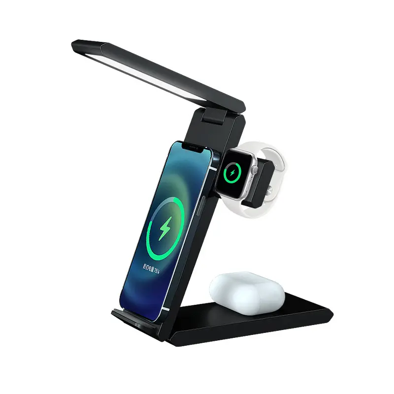 15W Fast Charging 6 in 1 Carregador Desktop Lamp Quick Charge Smartphone Docking Station Mobile Phone Wireless Charger Stand