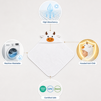 Toalla con Capucha para Bebé con Logotipo Personalizado, 100% Algodón, Certificación OEKO-TEX, Diseño de Cara de Vaca, Juego de Regalo, Altamente Absorbente y Lavable para Recién Nacidos