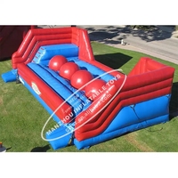 Jeu interactif en plein air parcours du combattant gonflable énormes boules rouges saute N limites grande boule wipeout pour enfants adultes