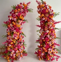 Arreglos Florales para Letrero de Bienvenida de Boda, Arco de Flores en Rosa Intenso, Rosa Pálido y Naranja Quemado para Decoración de Bodas
