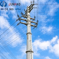 Poteaux électriques en acier galvanisé, poteaux en acier pour lignes de transmission aériennes, pour l'électrification rurale, réseau de distribution d'énergie