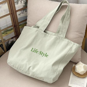 Sac de courses en toile écologique, sac fourre-tout avec logo personnalisé imprimé, sac d'épicerie pliable et portable pour la vie quotidienne et la promotion - Product Image 3