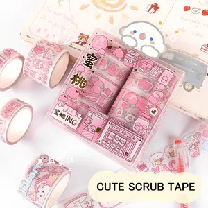 6Pcs Flowers Washi Tape Set Sakura Decorative Adhesive Tape Kawaii  Stationery Gold Foil Masking Tape Journal Supplies Washitape