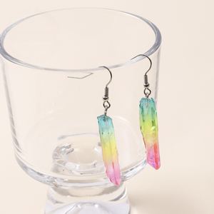 Pendientes de Cristal Blanco con Columna Hexagonal de Acero Inoxidable Dorado y Plateado, Joyería de <span class=keywords><strong>Piedras</strong></span> Preciosas para Mujer, Regalo para Amiga - Product Image 4
