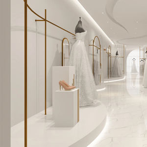 שמלת כלה בסגנון instagram קצה גבוהה שמלת כלה מתלה פלדה מצופה נירוסטה אלקטרומצופה כבד חובה מדפים חוט מסגרת מדפים - Product Image 4