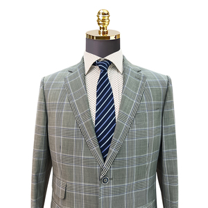 Giacca da <span class=keywords><strong>uomo</strong></span> a scacchi grigia a pieghe in stile frontale per abiti da ufficio o da festa - Product Image 4