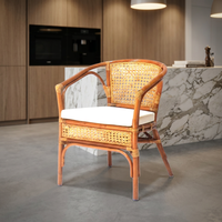 Fauteuil en rotin cannellé fait main, design chic, confortable, moderne et minimaliste pour hall d'hôtel, salon, bureau à domicile