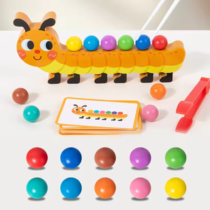 Gioco Educativo in Legno EDULAND CPC CE per l'Allenamento della Motricità Fine, Puzzle di Abbinamento Colori con Clip e Perline, Certificato EN71 per Bambini dai <span class=keywords><strong>3</strong></span> <span class=keywords><strong>Anni</strong></span> - Product Image 6