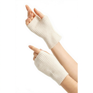 <b>Black</b> Ribbed Knitted Opera Length <b>Fingerless</b> <b>Gloves</b> Cashmere Thermal Winter Warmth Touchscreen Anti-Wrinkle Breathable Casual - Product Image 4