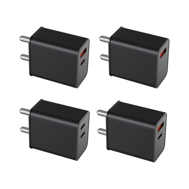 PD Fast Charger for Android Smartphones QC 18W 5V/3A 9V/2A 12V/1.5A 3.0 USB-A Type-C Wall Charger with OVP Protection India Plug