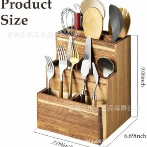 Durvex <b>Wooden</b> Knife <b>Block</b> 17pc Storage Rack For Kitchen Utensils Desktop Organization - Product Image 3