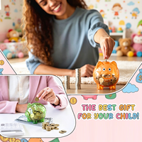 Tirelire en plastique transparente personnalisable avec logo, petite tirelire cochon, boîtes à monnaie, jouets pour enfants, décoration intérieure, boîte d'épargne