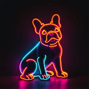 علامة نيون LED مرنة بتصميم حيوان مخصص لطيفة على شكل كلب من المورد المباشر