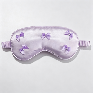 Satin Silk <b>Sleep</b> Cute Pearl Small Bow <b>Light</b> Blocking Eye Elastic Band Sleeping Mask for Women Travel Nap Bedroom - Product Image 1