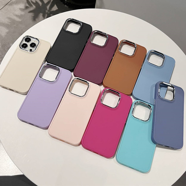 Electroplating Skin Feeling Photo Frame Silicone Independent Button TPU Phone Case Back Cover for Apple iPhone 15 Pro Max
