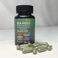 Capsules de complexe d'algues marines OEM, compléments alimentaires à base de plantes pour stimuler le système immunitaire, avec huile de graines noires, ashwagandha, racine de bardane
