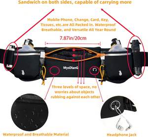 Ceinture de course à pied avec porte-bouteille d'eau, ceinture d'hydratation pour coureurs, hommes et femmes, sac banane pour la course à pied, échantillon gratuit - Product Image 2