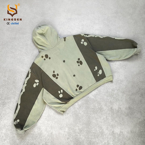 Sudadera con Capucha Extra Grande para Hombre, Estilo Vintage, Lavada con Ácido, con Logotipo Personalizado, de Algodón, con Parches Bordados, Estilo Urbano - Product Image 3