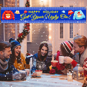 Décorations <span class=keywords><strong>de</strong></span> fête <span class=keywords><strong>de</strong></span> chandail <span class=keywords><strong>de</strong></span> Noël laid portables 118X19 po/300X49 cm bannière <span class=keywords><strong>de</strong></span> Noël Photo Prop fond pour les vacances - Product Image 4