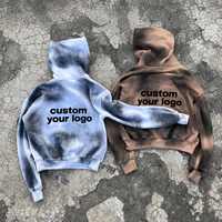 Sweat à capuche zippé personnalisé tie-dye, coupe oversize, délavé à l'acide, lettrage en strass, streetwear unisexe, poche kangourou, vente en gros OEM