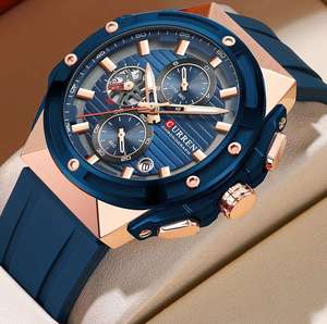 Montre à quartz Curren 8462 de haute qualité pour homme, bracelet en silicone, étanche, lumineuse, calendrier, classique, business, décontractée - Product Image 1