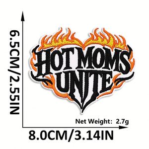 Patch thermocollant brodé style américain, motif flamme et cœur, avec inscription 'Hot Mom Sporty', pour la décoration de vêtements - Product Image 4