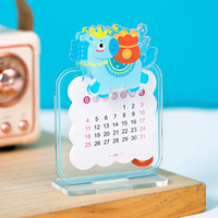 Calendrier de table en acrylique 2026 avec impression Cheval du Nouvel An, mini, mignon, avec clip en PP, décoration DIY, bloc-notes promotionnel multifonctionnel