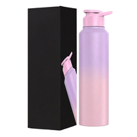 Bouteille d'eau isotherme double paroi en acier inoxydable 304 pour enfants, motif dessin animé, couvercle rabattable, mignonne, réutilisable pour l'école